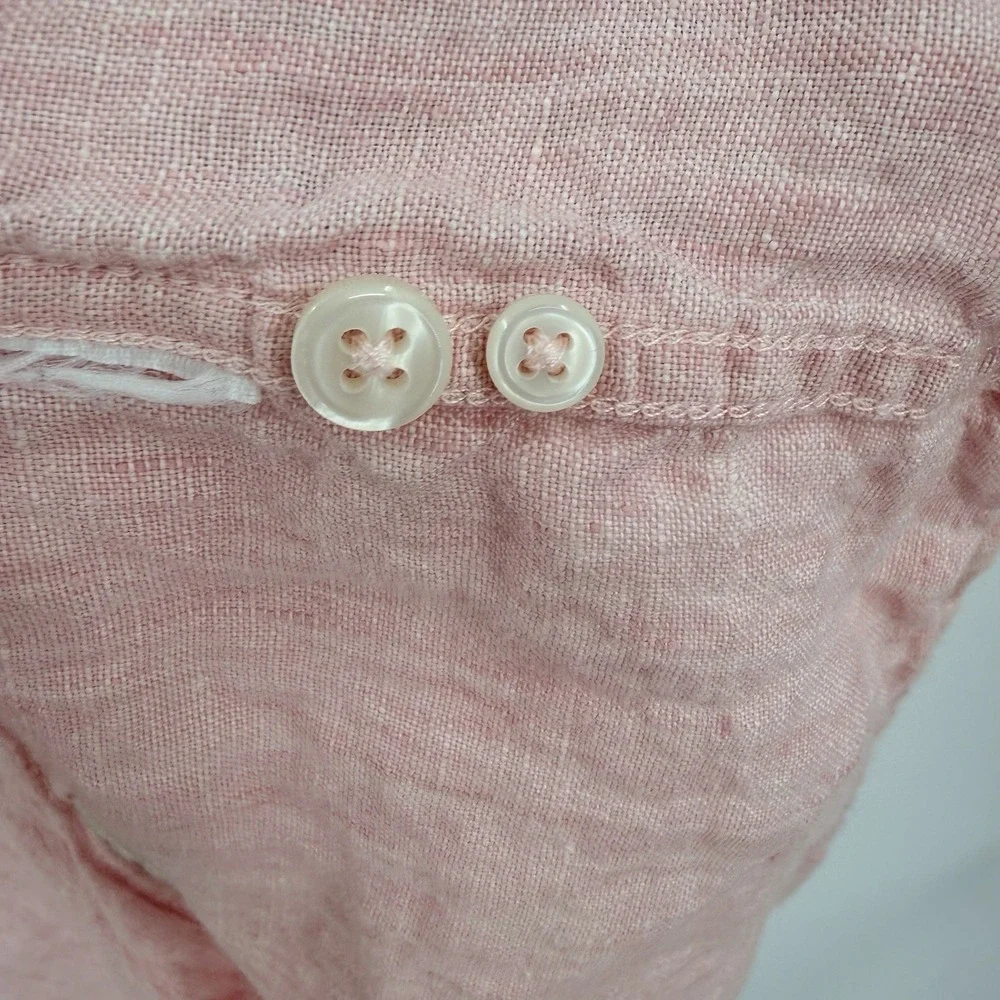 J. Crew Pink Irish Linen Sz M Button Up Baird McNutt Shirt Coastal Preppy Beach